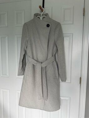RW&CO. Light Gray Wool-Blend Belted Trench Coat - Never worn Tags still attached